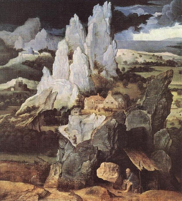 PATENIER, Joachim St Jerome in Rocky Landscape af Sweden oil painting art